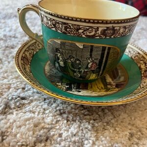 Vintage Adams Sweet China Oranges Backstamp Plate w soup cup- Cream and Brown